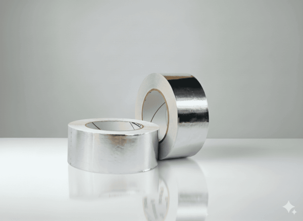 Rollo de cinta adhesiva de aluminio Equymelt sobre fondo neutro